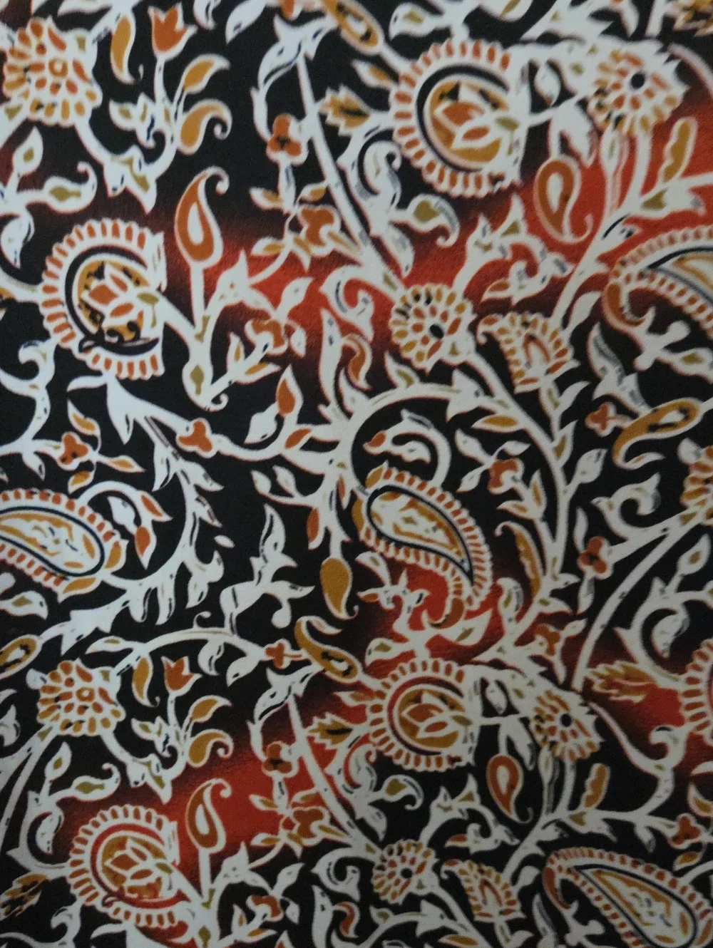 Paisley Print Maxi Skirt in Black & Rust